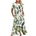 thumbnail image 1 of Pisexur Robe à Manches Courtes Col Rond Mode Femme Robe Imprimée Col Rond Blouse Femme, 1 of 4