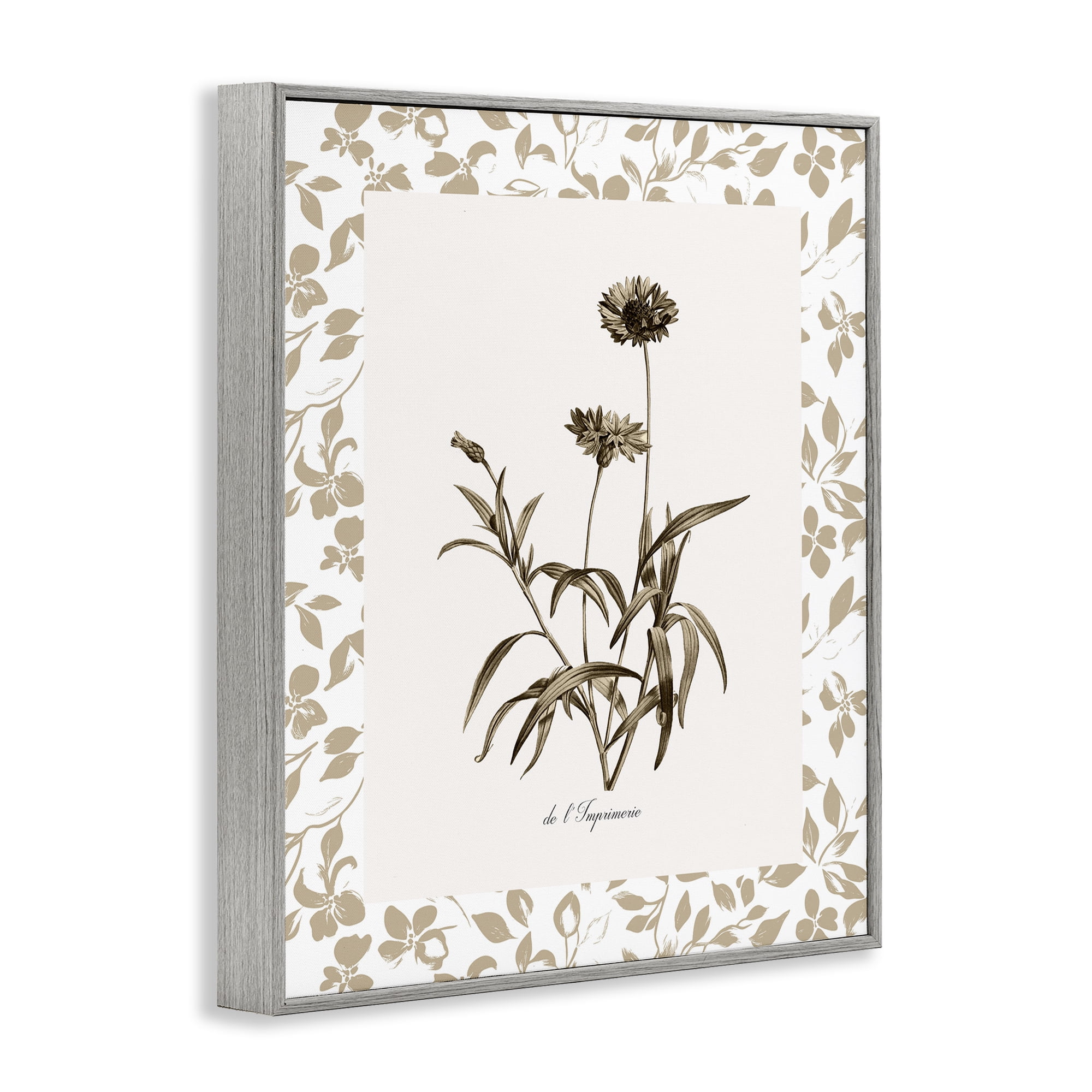 Stupell Industries Neutral Imperial Flowers Gray Framed Giclee Art, design by Kelly Donovan