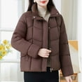 thumbnail image 5 of AUNVITO Women's Quilted Winter Coat Long Sleeve Hoodless Solid Color Polyester Casual Outerwear, 5 of 9