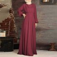 thumbnail image 2 of HAPIMO Women's Maxi Loose Dress Solid Color Elegant Casual High Waist Bandage Clearance Long Sleeve Spring Trendy Round Neck Wine XXL, 2 of 9