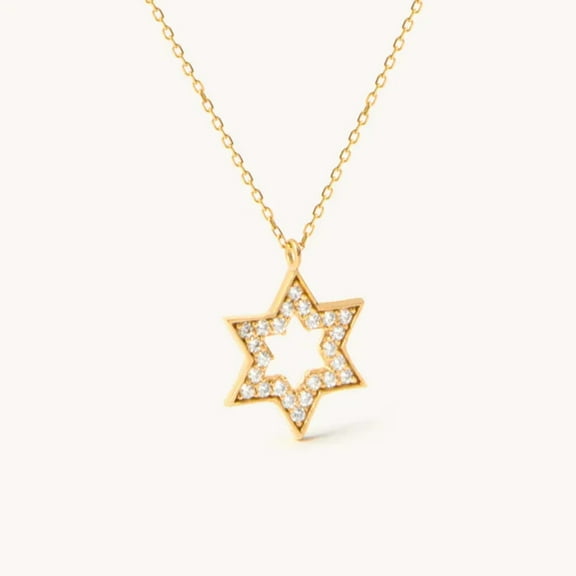 Star of David Diamond Pendant Necklace in 14K Yellow Gold Vermeil – Dainty Jewish Star Necklace for Women – Faith & Spiritual Jewelry