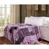 "DaDa Bedding Orchid Blossoms Reversible Soft Warm Cozy Plush Luxe Fleece Flannel Throw Blanket - Bright Vibrant Striped Floral Leaves Purple Lavender Print - 50"" x 60"""