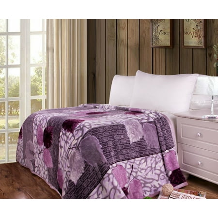 Floral Throw DaDa Bedding Orchid Blossoms Reversible Soft Warm Cozy Plush Luxe Fleece Flannel Throw Blanket - Bright Vibrant Striped Floral Leaves Purple Lavender Print - 50
