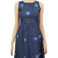 thumbnail image 2 of Bimba Women's Embroidered Denim Shift Dress Sleeveless Mid Calf Length Casual Dresses, 2 of 9