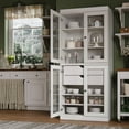 thumbnail image 5 of Palace Imports 100% Solid Wood Kitchen Pantry Storage Cabinet with Glass Doors, Adjustable Shelves and 2-Drawers, White, 5 of 6