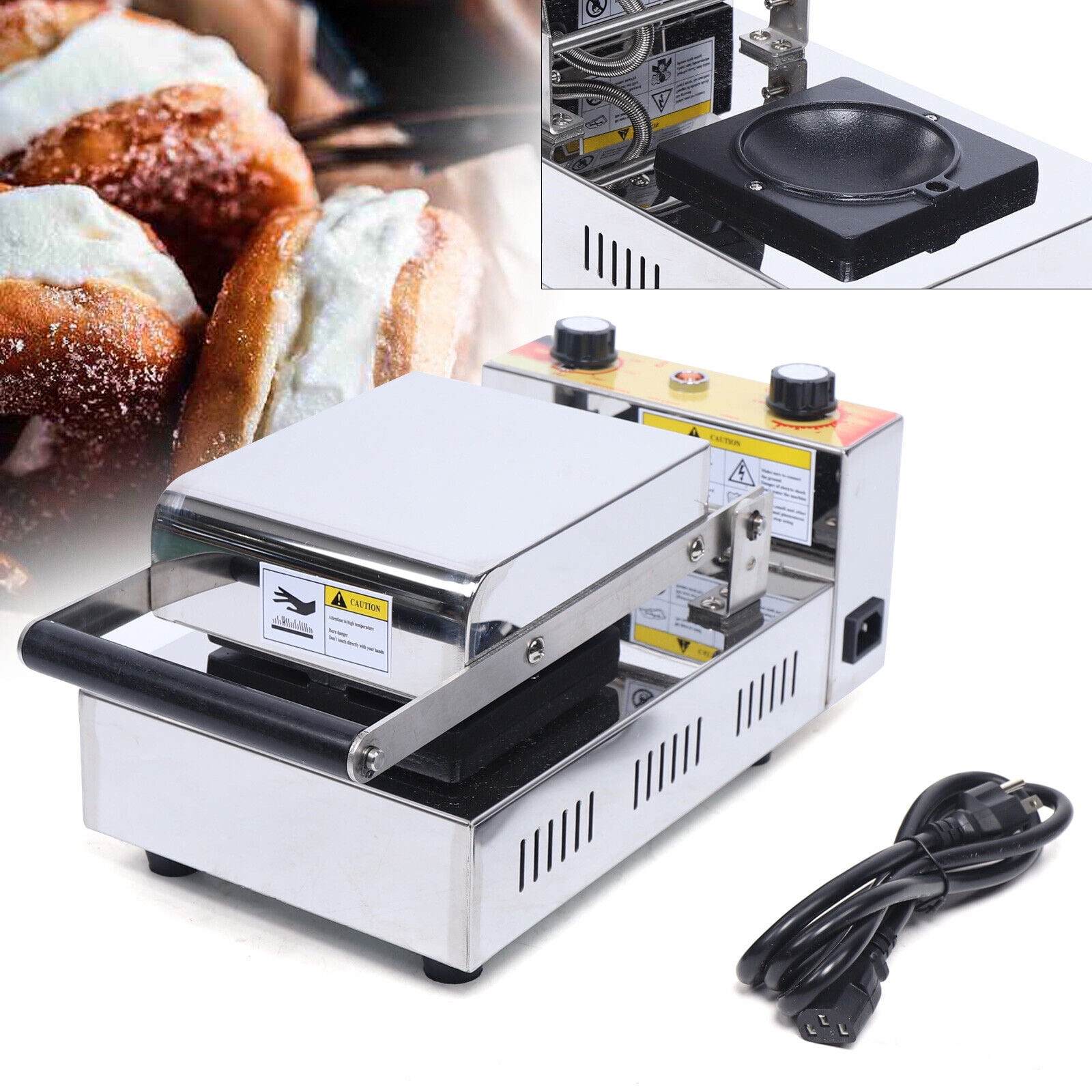 Electric Ice Cream Gelato Panini Press Machine Make Nonstick Temperature Control