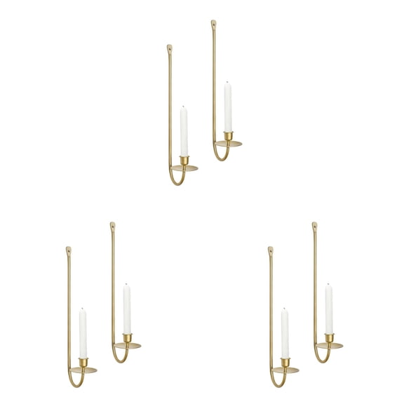 ABODELINE Metal Wall Candle Sconce Holder Set of 6 Wall Mount Candle Holder Pillar Holder Brass Modern Wall Candle Sconces Hanging for Living Room Farmhouse Fireplace Wedding