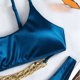 thumbnail image 3 of Gibobby Conjunto de Bañador Sexy Traje de baño sexy de dos piezas de color sólido de verano para mujer(Azul,CH), 3 of 5