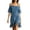 Blue, variant on Women Cold Shoulder Suede Mini Dress Short Sleeve Tassel Fringe Hem Boho Swing Dress for Party Festival