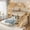 Natural Wood, variant on Twin Over Full House Bunk Beds with Slide, Wooden Bunk Bed with Storage, Floor Bunk Bed Frame with Guardrail, No Box Spring Needed, Fun Cottage Beds for Kids Toddlers, Bedroom, Dark Brown