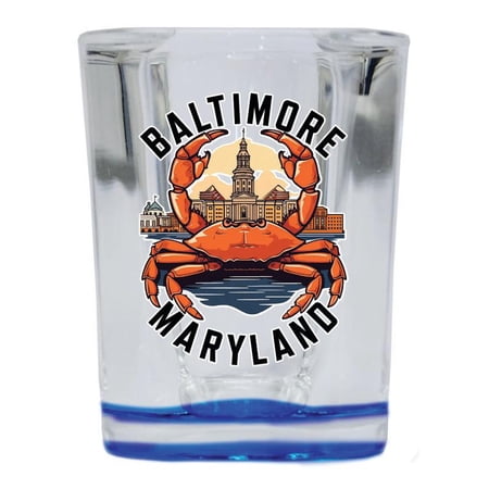 Baltimore Maryland Design D Souvenir 2 oz Square Shot Glass Blue