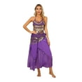 thumbnail image 5 of Zaldita Women's Belly Dance Dress Set Belly Crop Top and Dancing Skirt Hip Scarf 3-Piece Outfit Purple One Size, 5 of 7