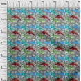 thumbnail image 3 of oneOoneCottonJerseyTealGreenFabricAsianJapaneseKoiFishWithGeometricTextureFabricForSewingPrintedCraftFabricByTheYard58InchWide, 3 of 4