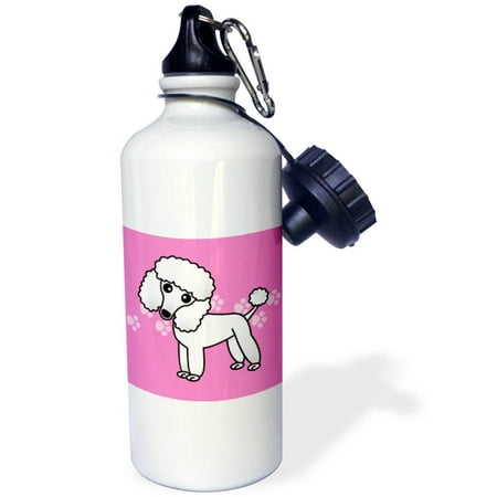 

Cute White Poodle Pink Paw Print Background 21 oz Sports Water Bottle wb-13767-1