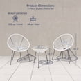 thumbnail image 2 of BELLEZE 3-Piece All Weather Acapulco Set Patio Conversation Bistro Set Outdoor Furniture With Plastic Rope 2 Chairs and Glass Top Table, White, 2 of 7
