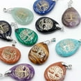 thumbnail image 2 of Natural Teardrop Tree of Life Necklace Pendant Germstone Energy Crystal Healing, 2 of 6