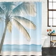thumbnail image 3 of Blue Coastal Waterproof Fabric Shower Curtain,Summer Palm Trees Vacation Watercolor Waterproof Fabric Shower Curtain for Bathroom Curtains Bathtubs Shower Curtains with 12 Hooks Extra Long 72x96, 3 of 8