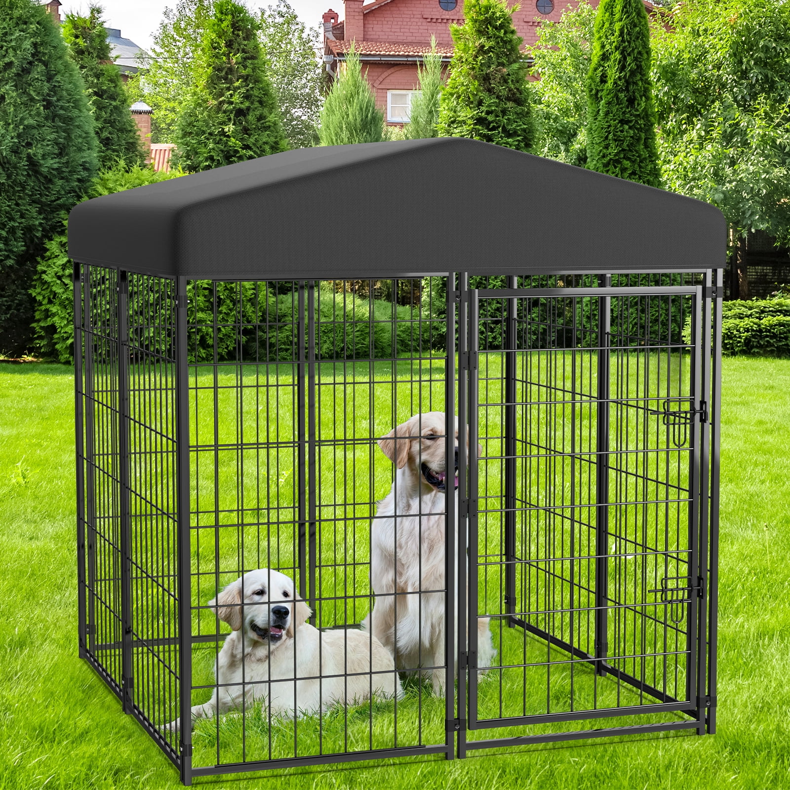 PawGiant Outdoor Large Dog Kennel 4ftx4.2ftx4.5ft UV Resistant Oxford Roof Secure Walmart