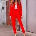 thumbnail image 2 of XFLWAM Women's Double Breasted 2 Piece Office Business Blazer Pant Suit Set for Work Red XXL, 2 of 8