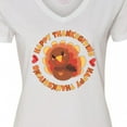 thumbnail image 4 of Inktastic Happy Thanksgiving with Cute Turkey Women's V-Neck T-Shirt, 4 of 5