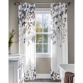 thumbnail image 4 of Grey Brown Leaves Sheer Curtains 63 Inch Length 2 Panels Set for Living Room/Bedroom, Summer Botanical Kitchen Curtains with Grommet Semi-Sheer Curtains Drapes Voile Window Treatments 42"x63"x2, 4 of 7
