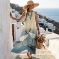 thumbnail image 5 of Jiueut Crane Bird Print Summer Maxi Dress Women, Sleeveless Tank Dress, Linen Look Long Dresses with Pockets, Loose Casual Flowy Beach Vacation Outfit, S, 5 of 7