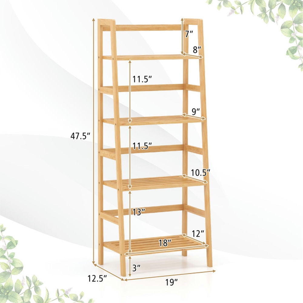 Demi Bonn 4-Tier Multifunctional Bookshelf, 47.5" Bamboo Bookcase Storage Stand Rack, Beige