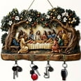 thumbnail image 5 of RBCKVXZ 2D Flat Virgin Mary Praying Wall Art Keychain Holder, Rustic Wooden Key Rack with 4 Metal Hooks, Religious Christian Home Decor Wall Mount Keychain Holder Gifts for Family, 5 of 5
