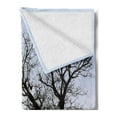 thumbnail image 2 of Tree Soft Flannel Fleece Blanket, Silhouette of a Bench and a Tree Against Pale Evening Sky in Winter Nature Landscape, Cozy Plush for Indoor and Outdoor Use, 70" x 90", Blue Brown, by Ambesonne, 2 of 5