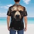 thumbnail image 4 of Balery Urban Bear With Headphones Camisas hawaianas de manga corta para hombre, camisas playeras de corte holgado, camisas de vacaciones con botones,Small, 4 of 7