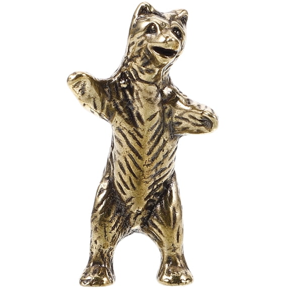 LOLIPPYY Golden Brass Bear Statue Indoor Desktop Decor Craft Figurine for Home Use 4.5 x 4.0 inches