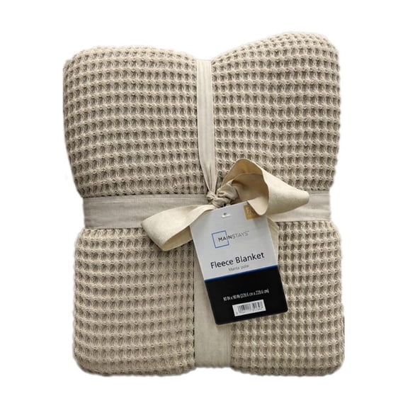 Mainstays Super Soft Waffle Bed Blanket, Papyrus Beige, King Size, 102 x 90 in