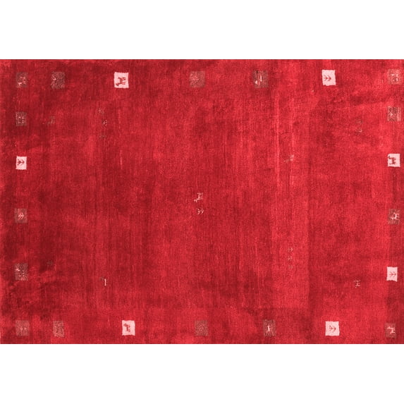 Ahgly Company Indoor Rectangle Abstract Red Contemporary Area Rugs, 2' x 5'