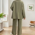 thumbnail image 6 of HJYCHN Women's Casual Pants Suit Set 2 Piece Trousers Outfit with Shirt for Daily Wear Outfits Green M, 6 of 7