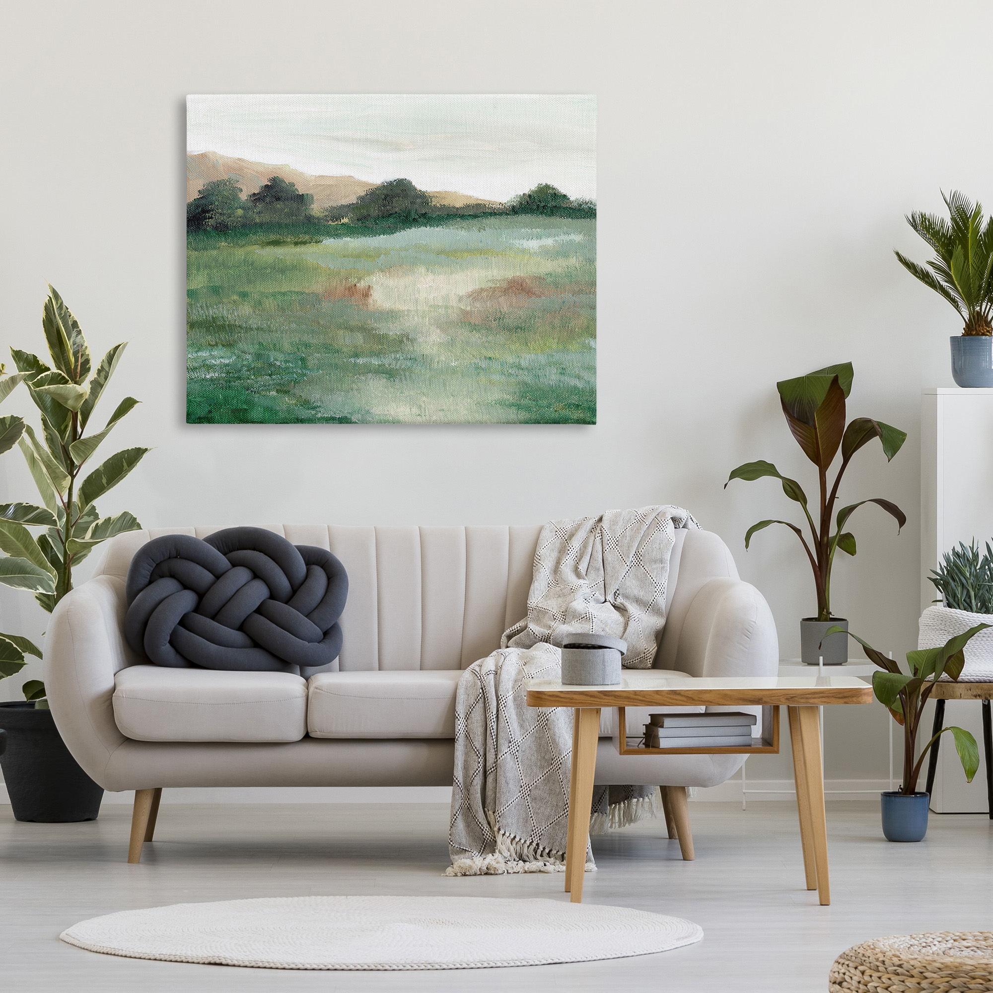 Stupell Industries Brushed Mountain Valley Landscape Painting Gallery Wrapped Canvas Art Print Wall Art, 48 x 36