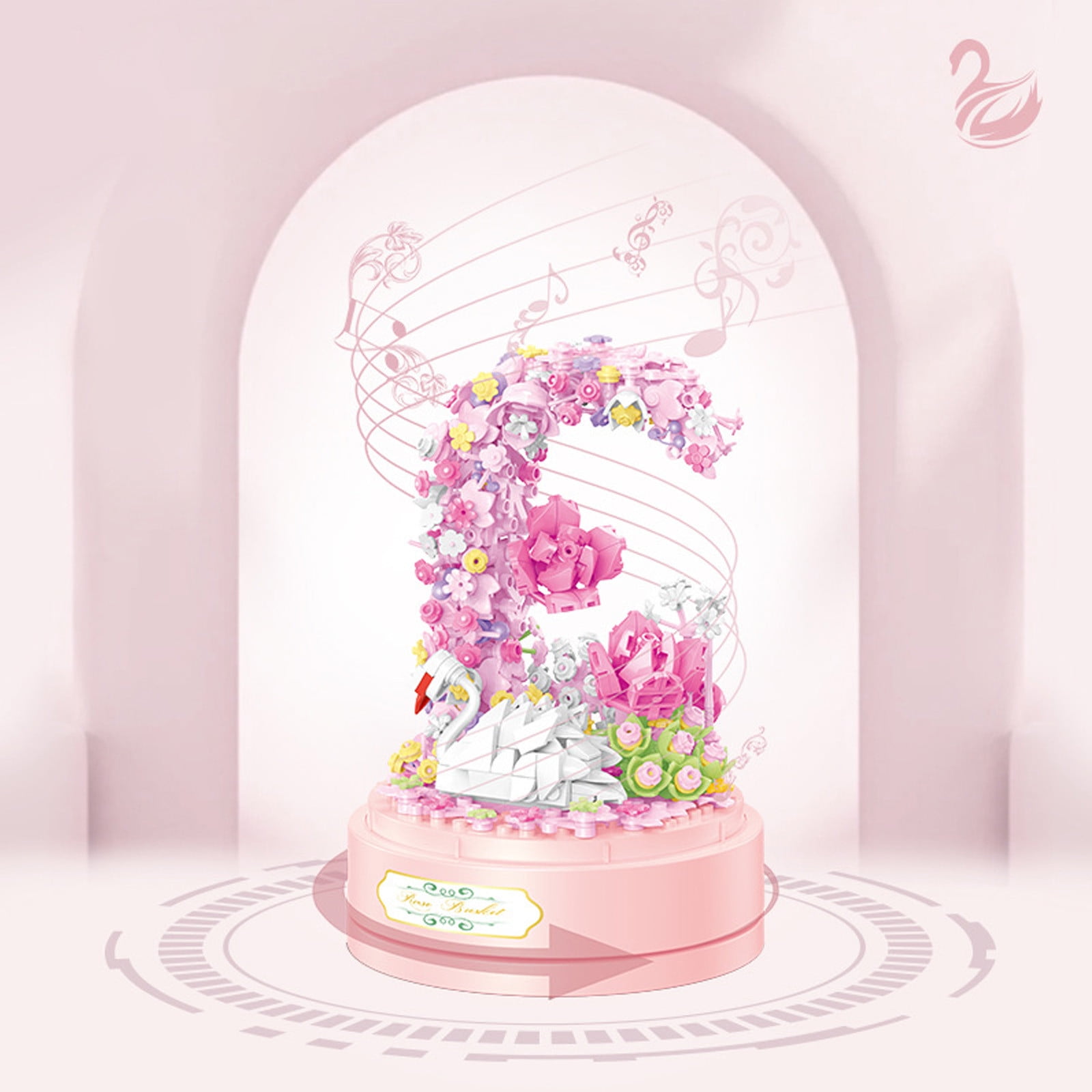 Bwiyojiz Kitchen Decor Accessories Piano Flower Bouquet Building Decoration Set Artificial Flowers with Roses Campanula Home Decoratiion Valentines Day Gifts for Her Him Table Art, Gifts for Her