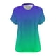thumbnail image 5 of Puntoco Liquidación de blusas cortas para mujer Camisa básica estampada de manga corta con cuello en V y talla grande para mujer, 5 of 5