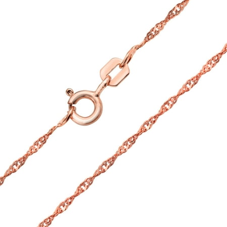 Thin 1.5MM 020 Gauge Singapore Twisted Rope Link Chain Necklace For Women Rose Gold Plated 925 Sterling Silver Italian