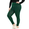 thumbnail image 4 of MODA NOVA Juniors' Plus Size Check Leggings Plaid Skinny Loungewear 4X Green, 4 of 5