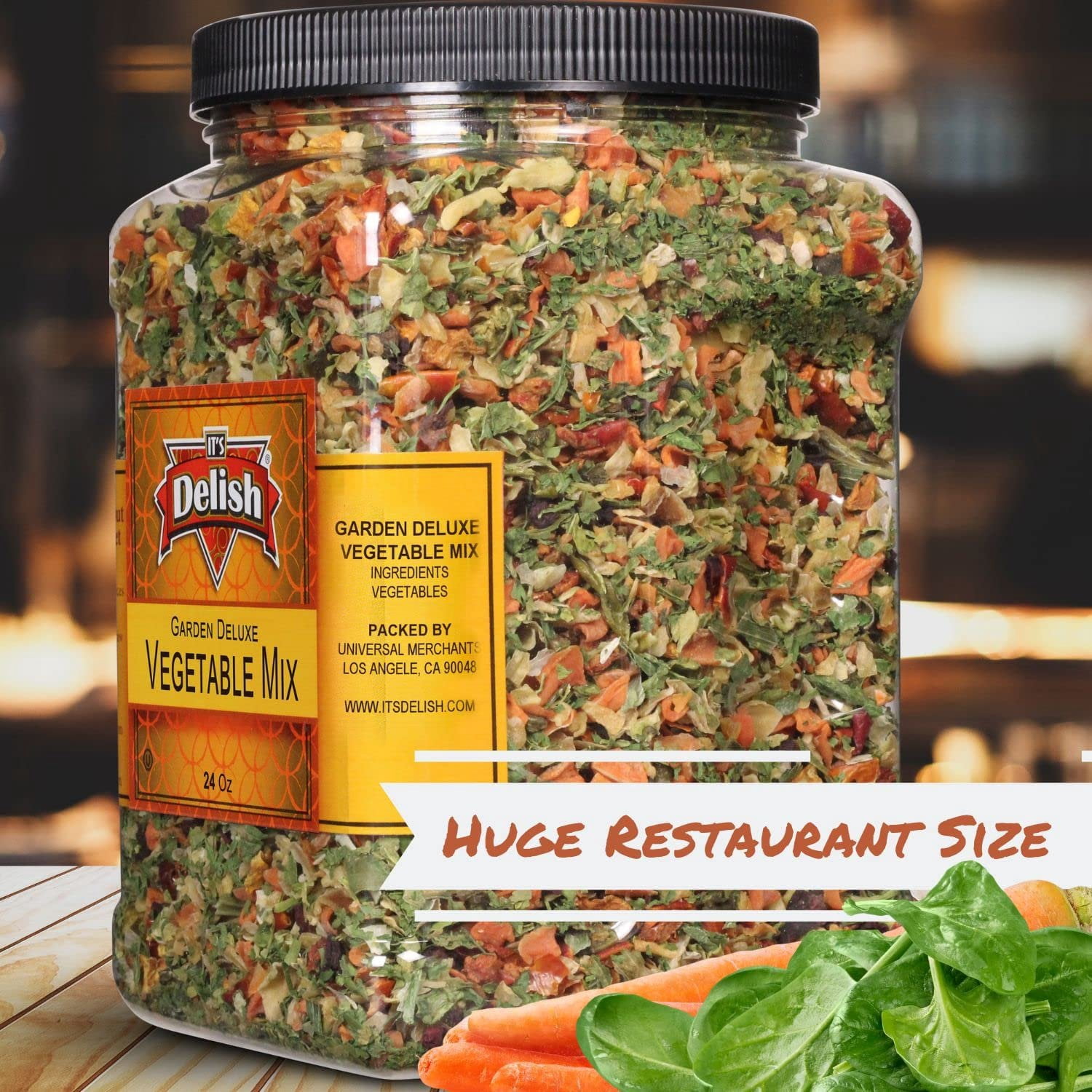 Garden Deluxe Vegetable Soup Mix by Its Delish, 24 OZ Jumbo Container  16 Natural Dehydrated Vegetables for Ramen Noodles, Soup Greens with Beets  Freeze Dried Veggie Blend  No MSG, Vegan, Kosher