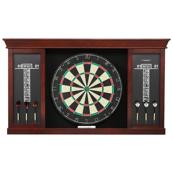 KFFKFF Dartboard with Cabinet Kit, Official Dimension Dartboard Cabinet Combo, Steel Point Dart Housing, Simple to Assemble, Comes with All Necessary Items, Ideal for Cricket Matches