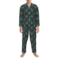 thumbnail image 3 of Naloa Owl Doodle Men’s Pajamas Set - Long Sleeve Button Down Sleep Shirt and Pajama Bottoms Sleepwear Set-XX-Large, 3 of 7