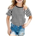 thumbnail image 1 of PMVFHDE T-Shirt Graphique à Manches Courtes Rayé pour Garçons Carnaval Confortable Décontracté Coloré Fête pour Enfants Noir,140, 1 of 4