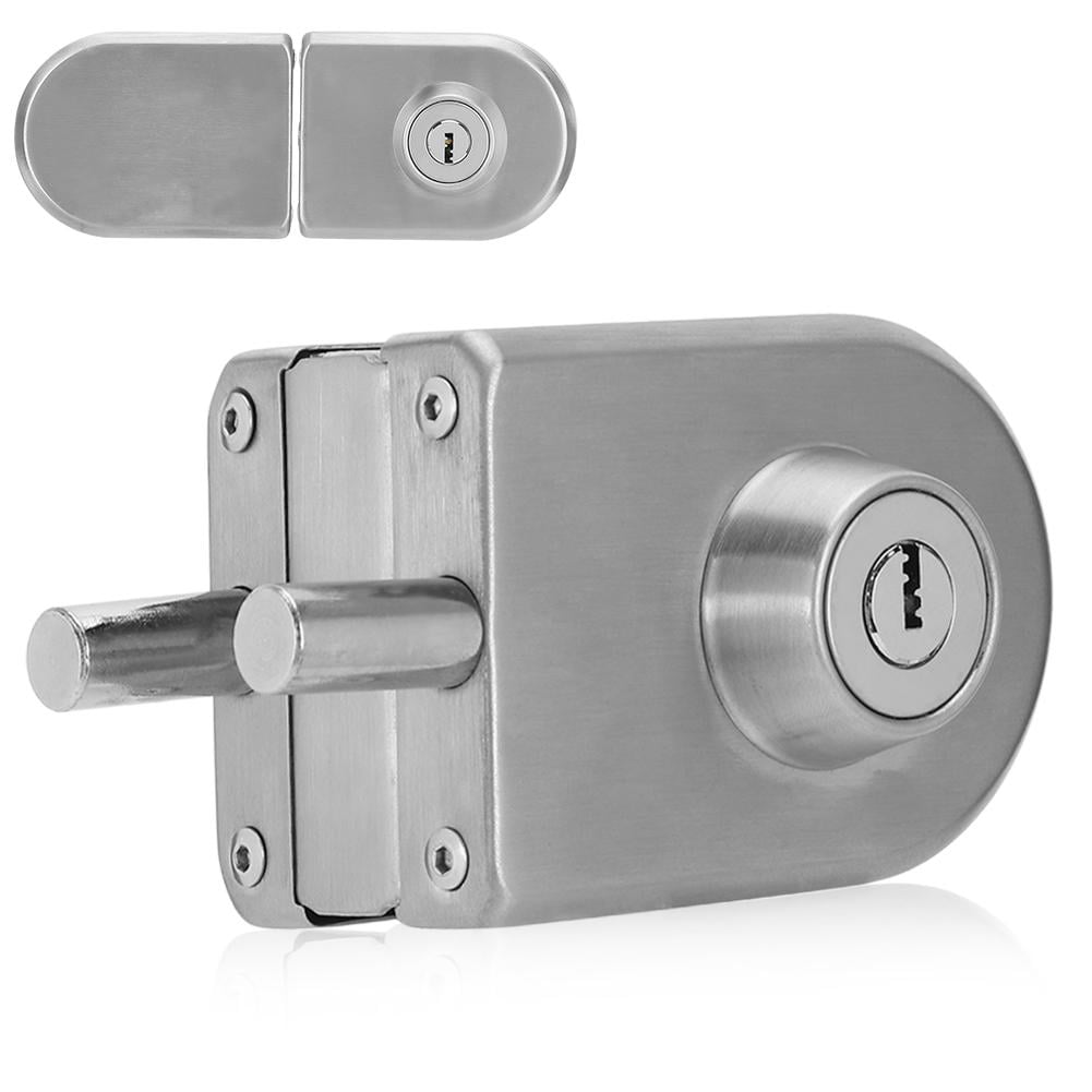 Tebru 1012mm/3.94.7in Stainless Iron Double Frameless Glass Door Lock Dual Bolts Swing Push