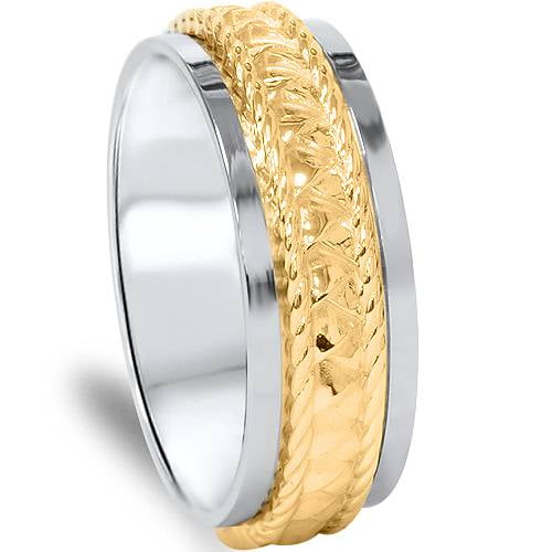 Pompeii 14K White & Yellow Gold Two Tone Braided Wedding Band (,)