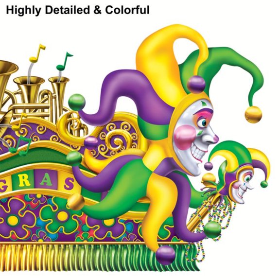 Party Central Club Pack of 24 Purple and Green Mardi Gras Jester Float Wall Decors 5.5'