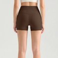 thumbnail image 4 of felwors High Waisted No Front Seam Biker Shorts 4 Inch Inseam Squat Proof Yoga Volleyball Running Coffee for Size M, 4 of 5