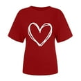 thumbnail image 5 of Valentine's Day T-Shirt for Women Fashion Heart Print Tee Shirts Casual Crewneck Short Sleeve Tops, 5 of 6
