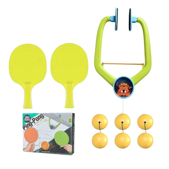 Ensemble d'Entraîneur de Ping-Pong Portable pour Entrée, Jeu de Tennis de Table Suspendu Ajustable, Trousse Complète d'Entraînement au Cadre de Porte avec 2 Raquettes 6 Balles pour Enfants Adultes Exercice à la Maison