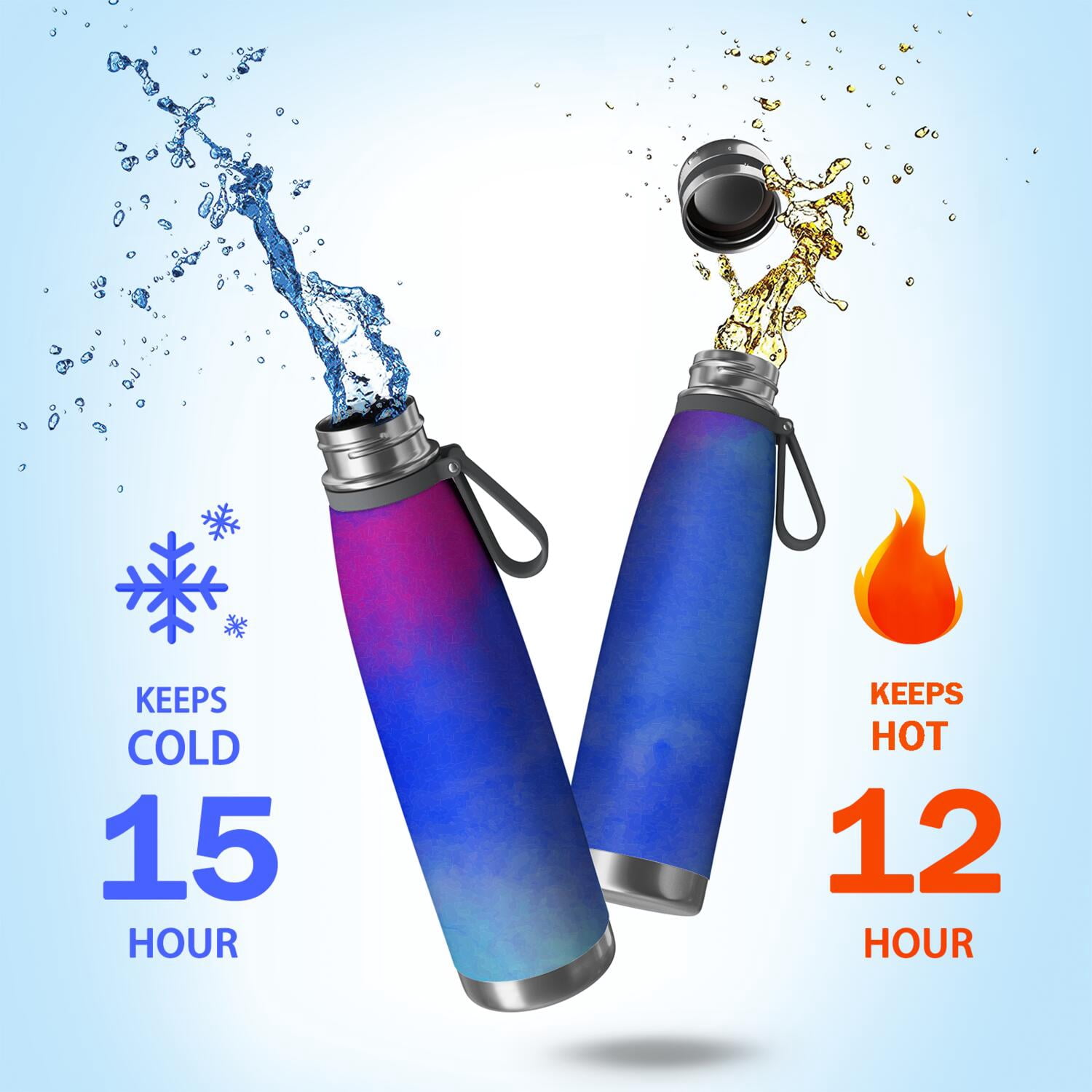 29oz Insulated Water Bottle with Tea Infuser, Stainless Steel Travel Mug, Fluid Smoke Aurora Art Style